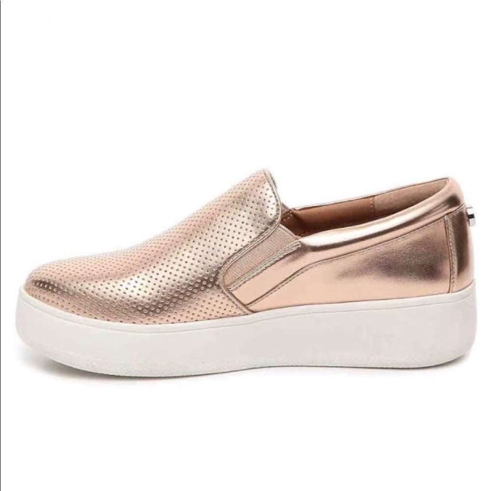 Steve Madden Leather Upper Rose Gold Slip-Ons.